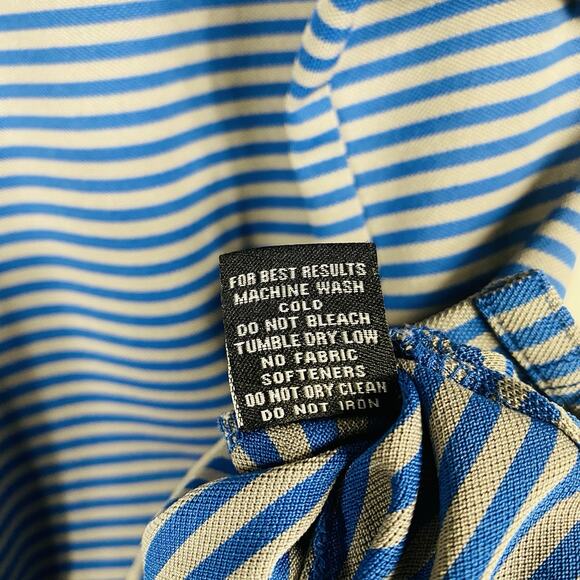 Turtleson Size Large Striped Tour Performance Short Sleeve Polo Shirt Blue Gray - Picture 4 of 4